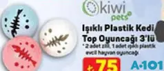 KİWİ PETS IŞIKLI PLASTİK KEDİ TOP OYUNCAĞI 3'LÜ